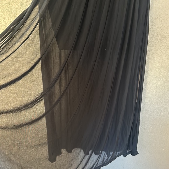 H&M Black Sheer High Side Slit Elastic Waist Pull On Maxi Skirt Size M - Picture 5 of 11